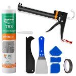 Silicone Caulk Gun Kit with Tools and Tape