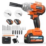 21V Cordless Impact Wrench with Batteries and Sockets