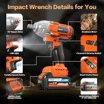 21V Cordless Impact Wrench with Batteries and Sockets