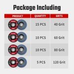 Revvstark 4.5-Inch Mixed Grit Flap Discs (40 Pack)