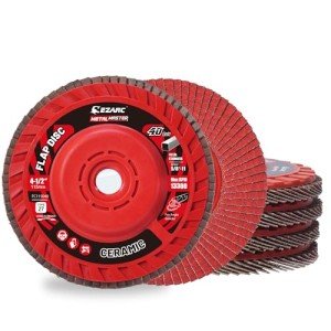 EZARC 4.5" 40 Grit Ceramic Flap Discs (5 Pack)