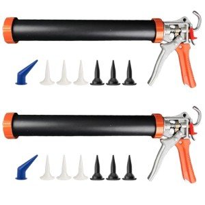 Dual-Purpose Caulk Gun with Nozzles - 2 Pack