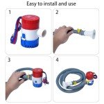 1100GPH 12V Boat Bilge Pump Kit with Hose