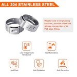 50-Pack 3/8 Inch Stainless Steel PEX Clamps
