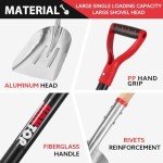 HANTOP Heavy Duty Aluminum Scoop Shovel, 45 Inches