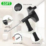 33 Ft Drain Auger with Gloves - Heavy Duty Clog Remover