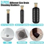3-Piece Drain Cleaning Bladder Kit for Pipe Unclogging