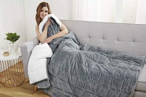 Sherpa Fleece Weighted Blanket for Adults - Grey