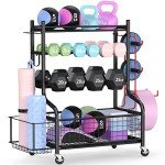 Dumbbell and Kettlebell Storage Rack with Wheels