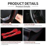 38cm 15inch Car Steering Wheel Braid Cover Artificial leather Needles And Thread Soft Non-slip Auto Interior Accessories Kits
