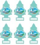 Little Trees Cardboard Hanging Car, Home & Office Air Freshener, Bayside Breeze (Pack of 6)