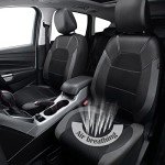 CAR PASS Leather Car Seat Covers Front Seats only, with Air Mesh Front Seat Covers Breathable, Cool Automotive Seat Covers 2 Pack, Universal Fit Most Cars,SUV,Truck,Van Airbag Compatible(Black Gray)