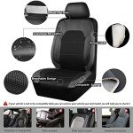 CAR PASS Leather Car Seat Covers Front Seats only, with Air Mesh Front Seat Covers Breathable, Cool Automotive Seat Covers 2 Pack, Universal Fit Most Cars,SUV,Truck,Van Airbag Compatible(Black Gray)