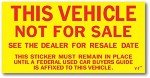 Car Dealer This Vehicle Not For Sale Stickers