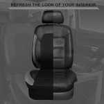 CAR PASS Leather Car Seat Covers Front Seats only, with Air Mesh Front Seat Covers Breathable, Cool Automotive Seat Covers 2 Pack, Universal Fit Most Cars,SUV,Truck,Van Airbag Compatible(Black Gray)