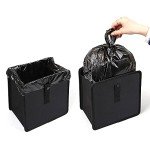 Car Trash Can, Foldable Hanging Car Garbage Can Large Capacity Waterproof Car Trash Bag, Leakproof Car Can, Car Storage Bag Organizer for Camping, Car Interior Accessories Black