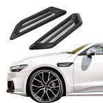 Azoepart 1 Pair Universal Car Air Flow Chrome Fender Side Vent Decor Sticker Air Flow Vent Door Hood Self-Adhesive Decal accesory for Car SUV Truck Wheel Well Arch or Side Bumper/Fenders,Black