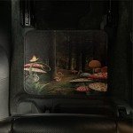 Ambesonne Mushroom Car Mat Set of 4, Mushrooms in Deep Dark Forest Fantasy Nature Theme Earth Path, Front & Back Seat Floor Mat Durable PVC Backing Car Accesory, Pomegranate Green
