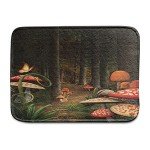 Ambesonne Mushroom Car Mat Set of 4, Mushrooms in Deep Dark Forest Fantasy Nature Theme Earth Path, Front & Back Seat Floor Mat Durable PVC Backing Car Accesory, Pomegranate Green