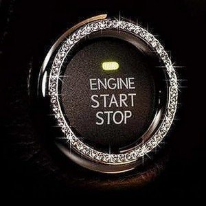 Bling Car Decor SD-1003 Crystal Rhinestone Car Bling Sticker Ring Emblem, Auto Start Engine Ignition Key & Button Bling, By (Silver) by