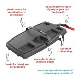 STUPID Car Tray - Classic Car Tray - Ultimate Car Organizer & Mobile Office - Includes 2 Elastic Straps - Quick-Release Seat Anchor - Dark Moon