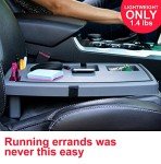 STUPID Car Tray - Classic Car Tray - Ultimate Car Organizer & Mobile Office - Includes 2 Elastic Straps - Quick-Release Seat Anchor - Dark Moon