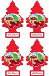 LITTLE TREES Car Air Freshener | Hanging Paper Tree for Home or Car | Wild Cherry | 4 Pack