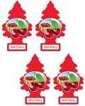 LITTLE TREES Car Air Freshener | Hanging Paper Tree for Home or Car | Wild Cherry | 4 Pack