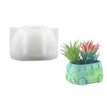 3D Car succulent plant flowerpot resin silicone mold cute cartoon car storage box candle cup concrete gypsum silicone mold