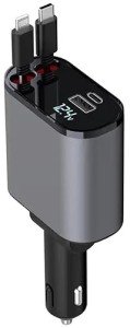 Retractable Phone Charger - Fast Car Charger USB C - Retractable Phone Charger 4 in 1 Retractable Car Charger - Retractable Charger for Apple and Android USB C - Car Gadgets, Car Must Haves