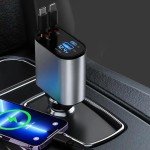 Retractable Phone Charger - Fast Car Charger USB C - Retractable Phone Charger 4 in 1 Retractable Car Charger - Retractable Charger for Apple and Android USB C - Car Gadgets, Car Must Haves