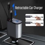 Retractable Phone Charger - Fast Car Charger USB C - Retractable Phone Charger 4 in 1 Retractable Car Charger - Retractable Charger for Apple and Android USB C - Car Gadgets, Car Must Haves