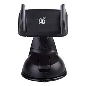 LAX Gadgets Premium Phone Car Mount - Strong Suction Cup Movable Jaws- Car Mount with Powerful Suction Cup for Windshield or Dashboard for All Smartphones - Black