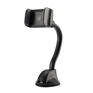 LAX Gadgets Car Phone Mount, Black, Suction Cup for Windshield or Dashboard, Compatible with iPhone 13, 12, 11, Samsung Galaxy S20, Note 8, GPS Devices