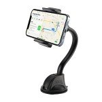 LAX Gadgets Car Phone Mount, Black, Suction Cup for Windshield or Dashboard, Compatible with iPhone 13, 12, 11, Samsung Galaxy S20, Note 8, GPS Devices