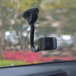 LAX Gadgets Car Phone Mount, Black, Suction Cup for Windshield or Dashboard, Compatible with iPhone 13, 12, 11, Samsung Galaxy S20, Note 8, GPS Devices