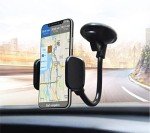 LAX Gadgets Car Phone Mount, Black, Suction Cup for Windshield or Dashboard, Compatible with iPhone 13, 12, 11, Samsung Galaxy S20, Note 8, GPS Devices