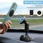 SALEX Magnetic Phone Mount with Suction Cup for Car Dashboard, Windshield. Black Cell Phone Holder in Car. Universal Adjustable, Rotatable Mobile Phone Bracket for Gadgets, Smartphones, Tablets, GPS.