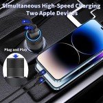 【MFi Certified】iPhone Fast Car Charger, Rombica 4.8A Dual USB Smart Power Cigarette Lighter USB Car Charger + 2Pack Lightning to USB Braided Cable for iPhone 14 13 12 11 Pro/XS Max/Mini/XR/SE/X/8/iPad