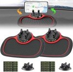 Rednow Multifunction Car Anti-Slip Mat Auto Phone Holder, Car Phone Mount Silicone Car Pad Mat, Rotatable Anti Skid Car Dashboard Sticky Pad,Universal Phone Holder for Phones, Keys, Gadgets (2pcs)