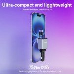 Flexino Retractable Car Charger, iPhone16 Car Charger, USB C Car Charger, 69W Fast Charge Car Charger, Smaller Size Car Charger with Retractable Cords, Fit for iPhone 16/15/14/13/12, Samsung, Grey