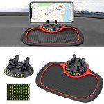 Multifunction Car Anti-Slip Mat Auto Phone Holder, Rotatable Anti Skid Car Dashboard Pad with Temporary Parking Numbe, Universal Phone Holder with Extra Large Pad for Phones Sunglasses Keys Gadgets