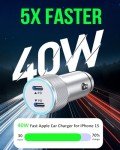 iPhone 15 Car Charger,2Pack 40W Dual Port Fast USB C Car Charger Fast Charging PD3.0 Car Charger for iPhone 15/15 Pro/15 Pro Max/15 Plus,iPad Pro/iPad Air/Mini 6/iPad 10,Samsung Galaxy S23/S22/S21