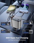 [2024 Upgraded] 4 in 1 Retractable Car Charger, SUPERONE Smaller Fast Car Phone Charger 69W with Cord, USB C and iPhone Car Charger Adapter, Compatible iPhone 15/15 Pro Max/14/13/12/11, Sumsung