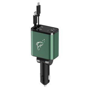 Retractable Car Charger, 70W 4 in 1 Retractable Car Charger with Cord, Fast Car Phone Charger Adapter Compatible with iPhone 16/15/14/13/12/11, Pixel, Samsung, Car Charger USB C, Type C, Green(2024)