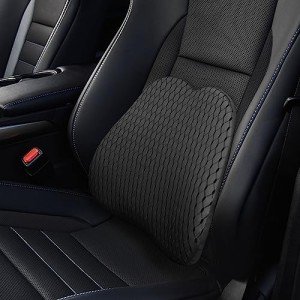 LARROUS Lumbar Support Pillow for Car and Office Chair, Back Support Pillow for Car Seat, Memory Foam Back Cushion for Low Back Support and Pain Relief (Black)