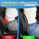 Lumbar Support Pillow for Car, Memory Foam Lumbar Pillow for Lower Back Pain Relief - Back Cushion for Driving, Chair Support for Car-Office Chair, Wheelchair - Black