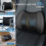 Lumbar Support Pillow for Car, Memory Foam Lumbar Pillow for Lower Back Pain Relief - Back Cushion for Driving, Chair Support for Car-Office Chair, Wheelchair - Black
