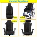 kingphenix Car Seat Cushion with Back Support Pillow: Enhanced Comfort Memory Foam Design for Pain Relief, Ideal for Drivers and Office Use - Ergonomic Lumbar Comfort for Long Sitting - Black