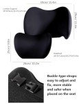 Car Headrest & Lumbar Support Cushion Ergonomic Car Seat Neck Back Rest Pillows Orthopedic Memory Foam Head Rest and Lower Lumbar Support Pillow Set Backrest Driving Seat Office Chair Support (Black)
